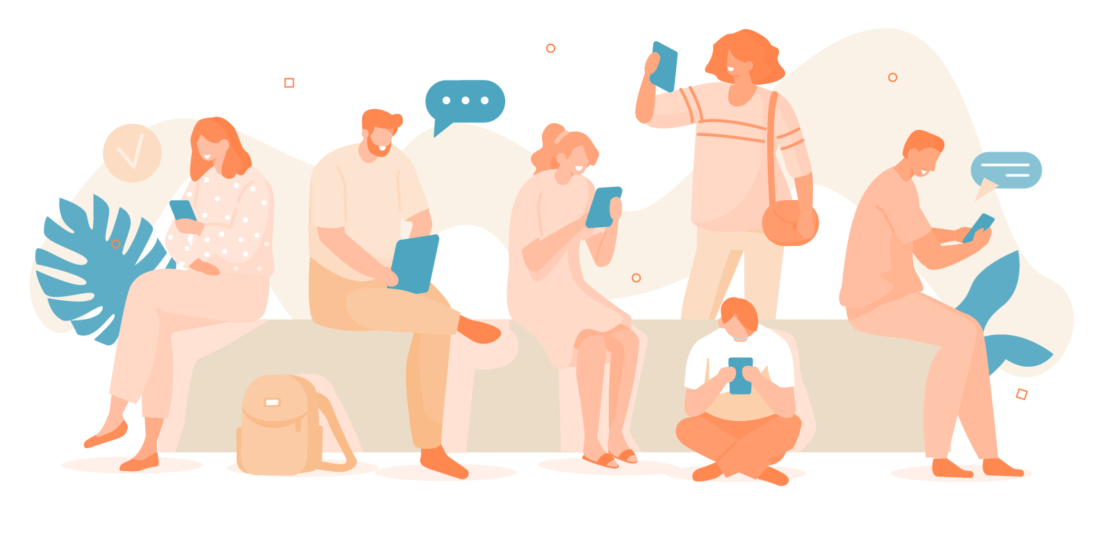 Group of people using mobile devices